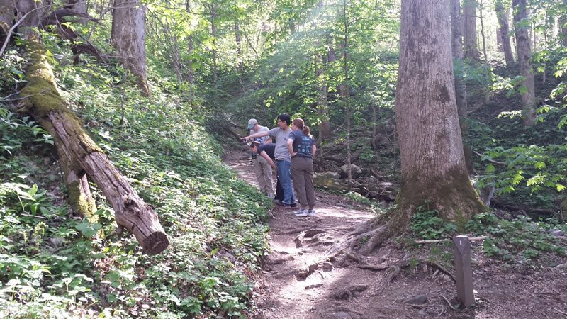 Eric points out wild flowers to our hiking group.”